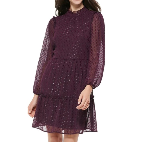 Tommy Hillfiger Glitter Dot Dress in Eggplant  sz 12 - Picture 1 of 10